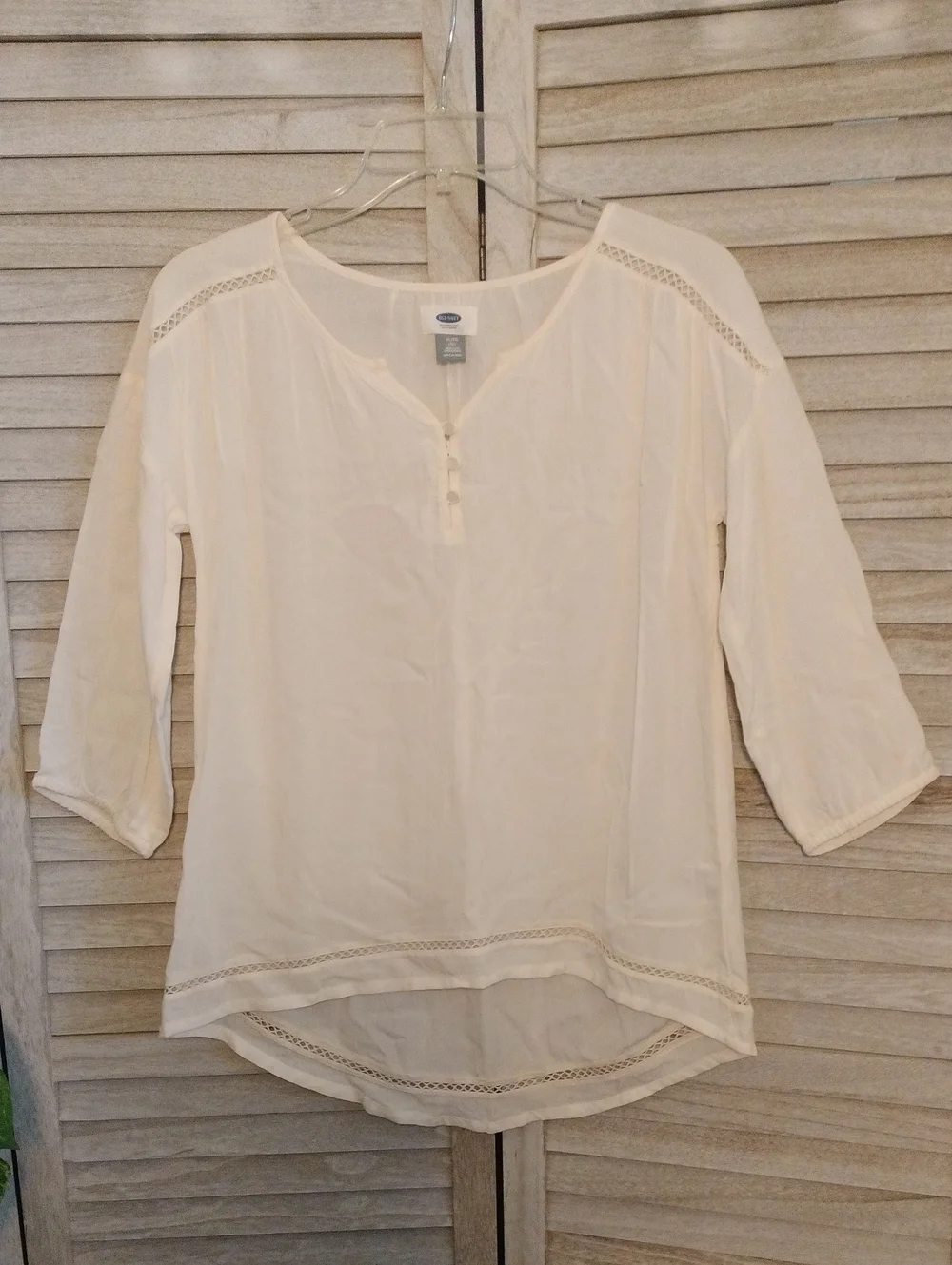 ⚜️ NWT Old Navy Girls Peasant Style Blouse With Open Stitch Trim - Size XL (14)